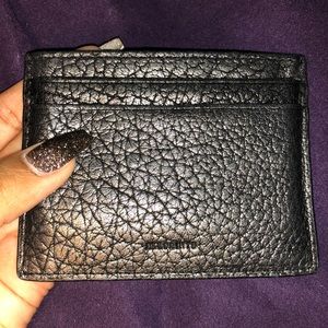 All Saints Pebbled Leather Card Case, Black